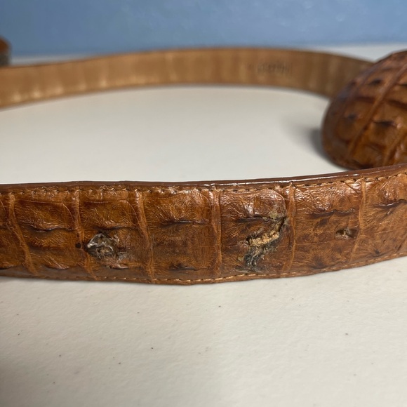 Ferrini Italy Hornback Nubuck brown Leather Belt with belt attached buckle Sz 40